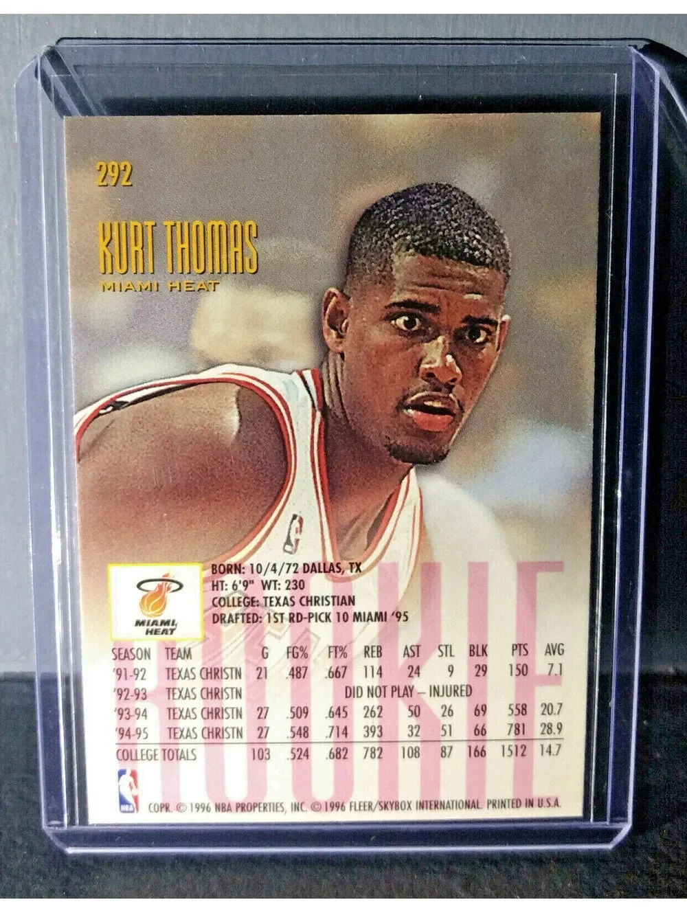 1995-96 Kurt Thomas #292 Fleer Ultra Rookie Basketball Card